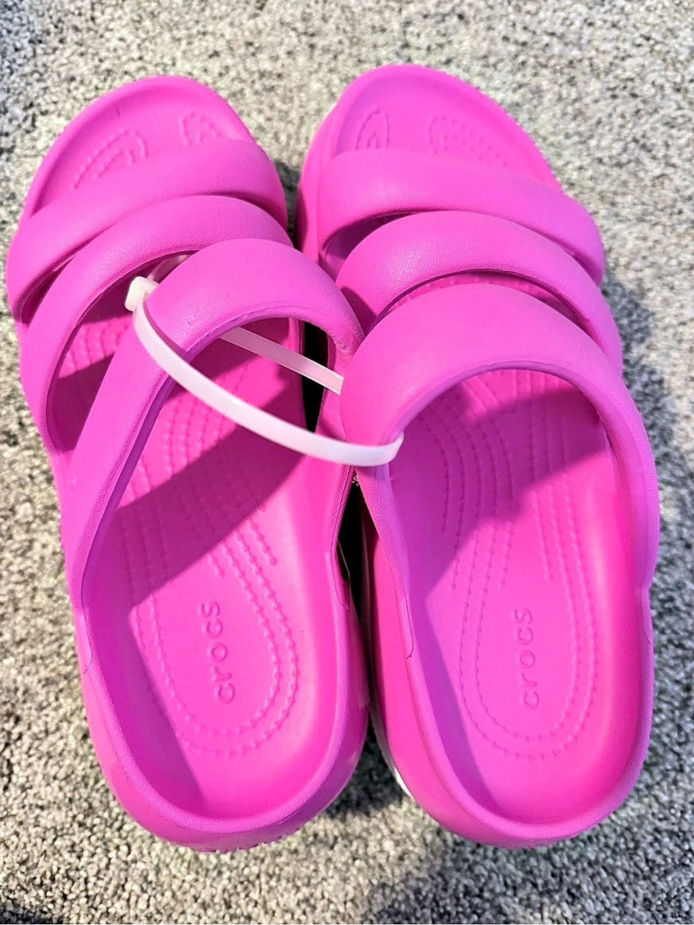 Crocs Mega Crush Triple Strap Platform Sandals Hot Pink White Women’s 6.